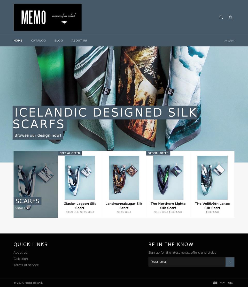 memoiceland.com shopify website screenshot