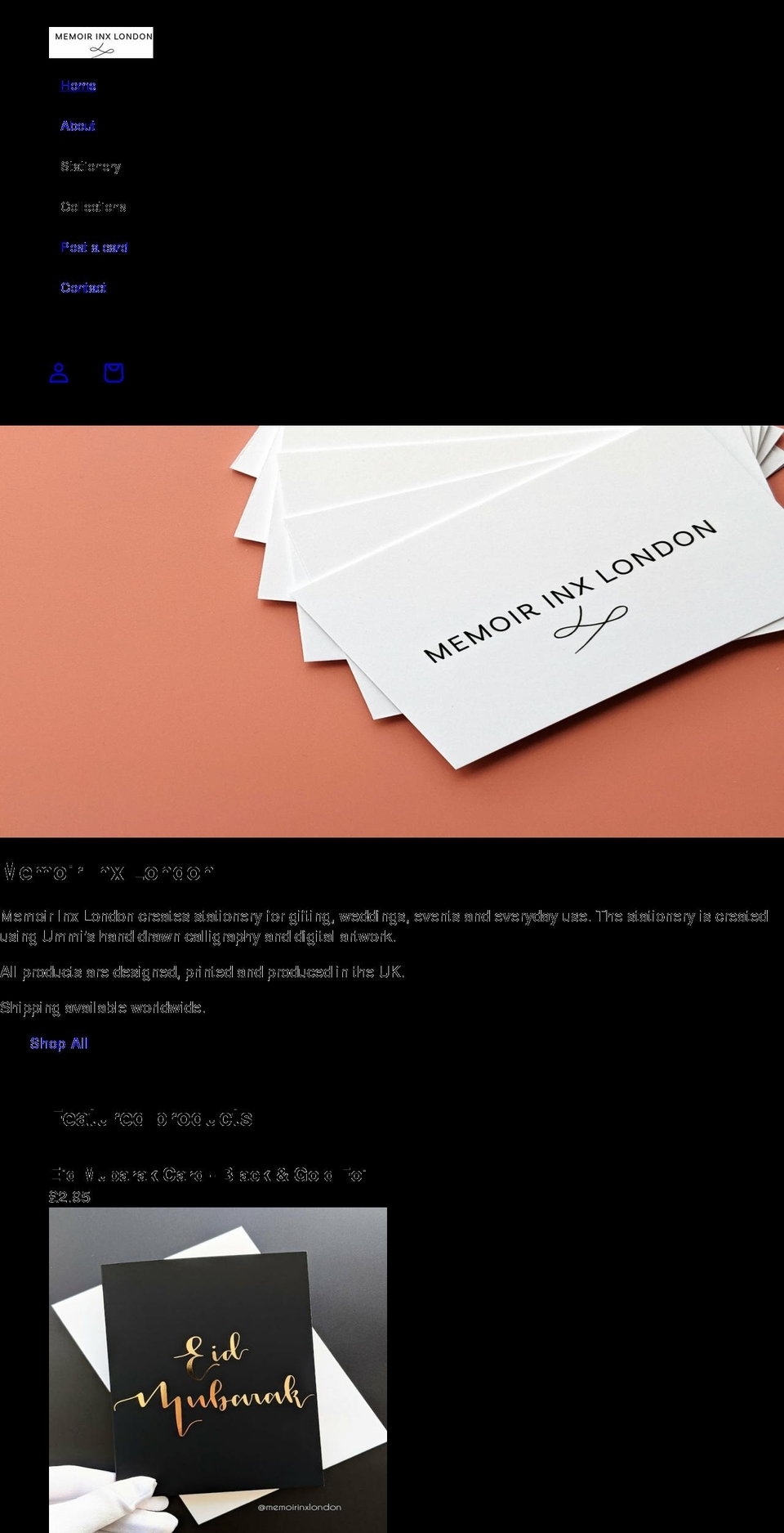 memoirinxlondon.com shopify website screenshot