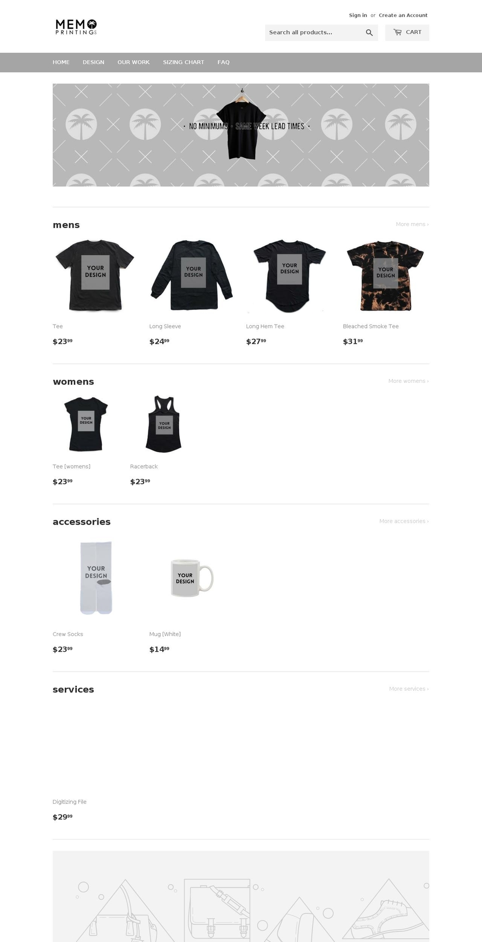 memoprintingmiami.com shopify website screenshot