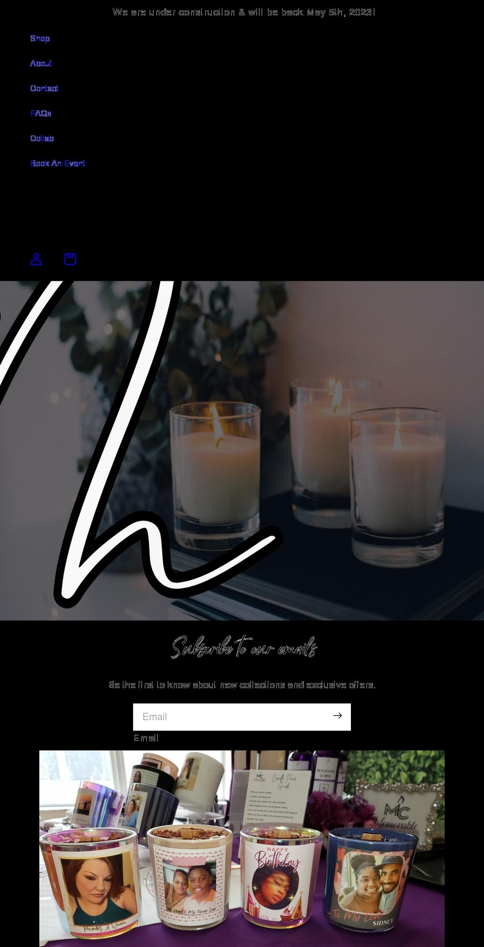 memorablecandlesco.com shopify website screenshot