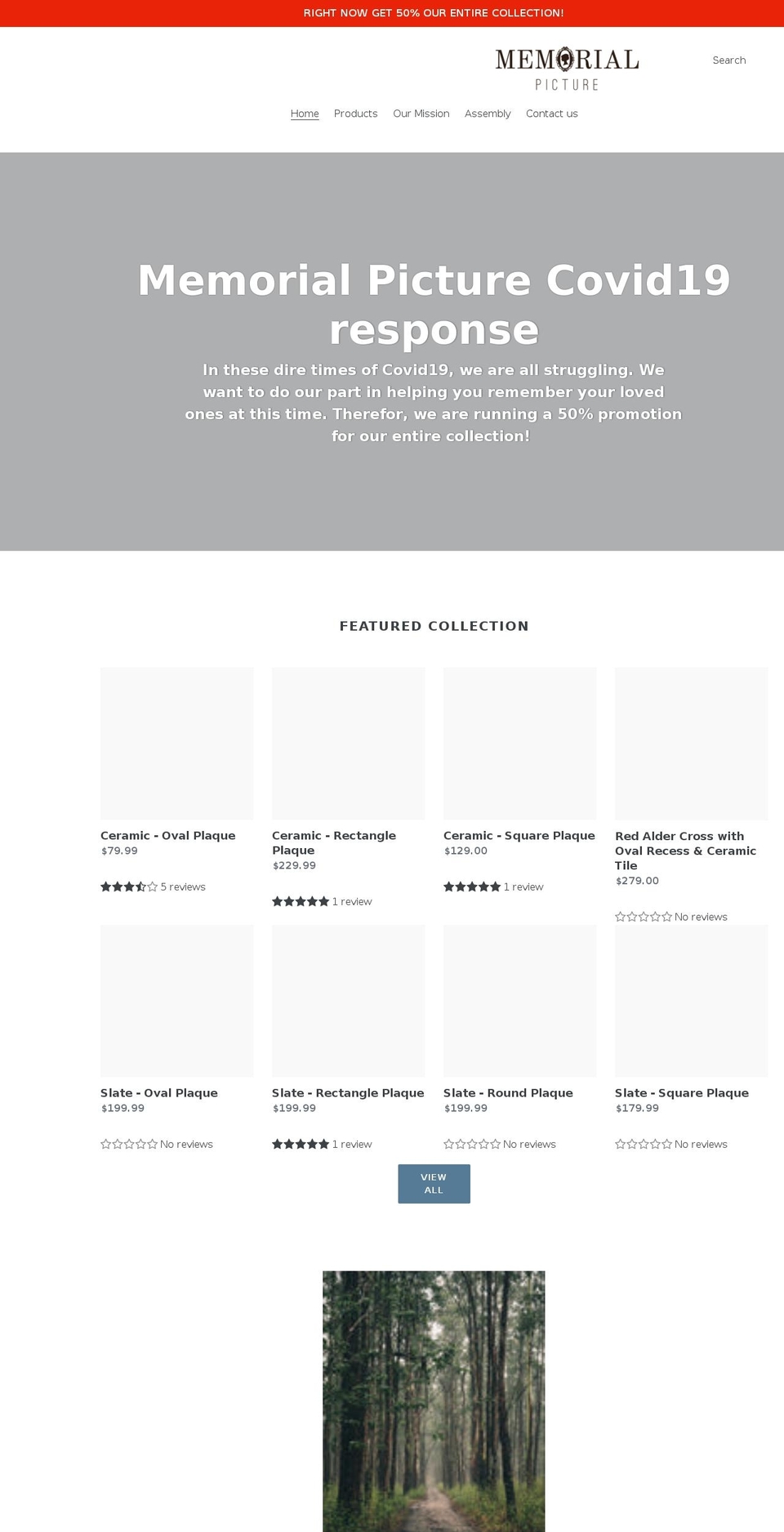 memorialpicture.com shopify website screenshot