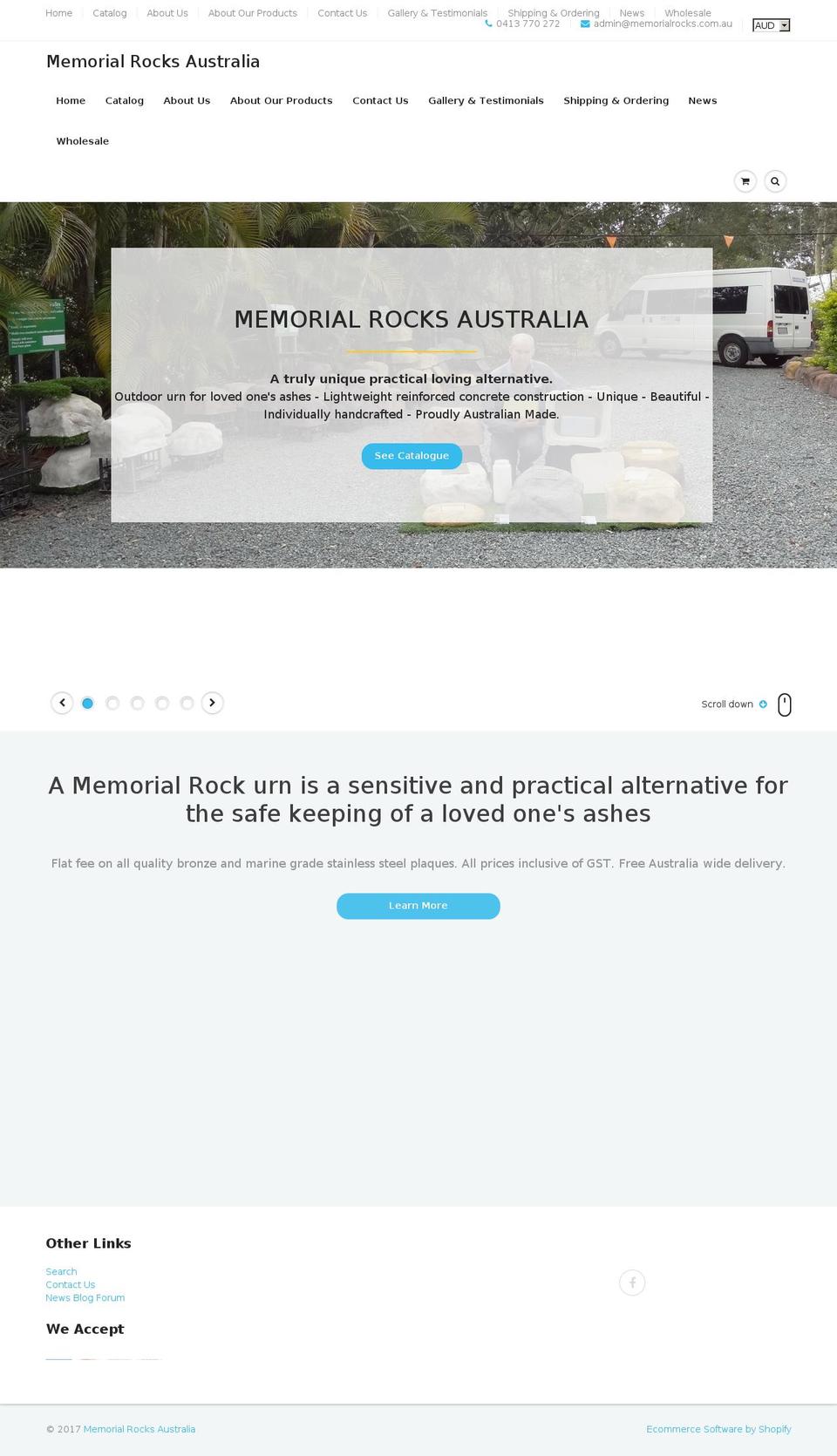 memorialrocks.com.au shopify website screenshot