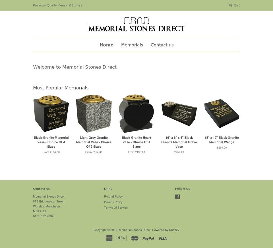 memorialstonesdirect.com shopify website screenshot