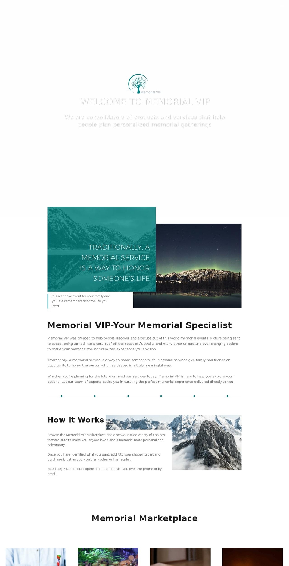memorialvip.com shopify website screenshot
