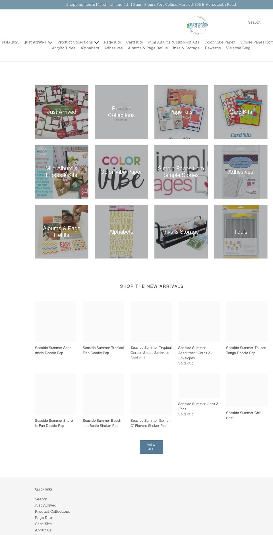 memoriesunlimitedonline.com shopify website screenshot