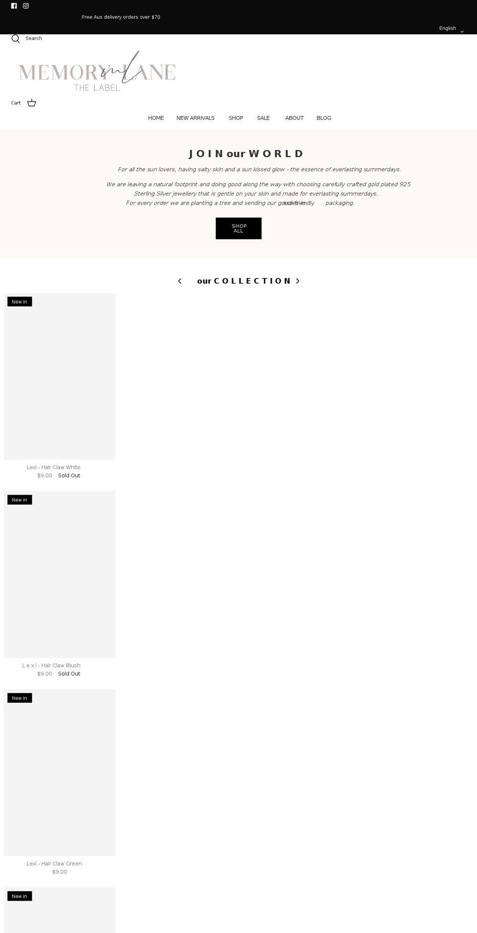 memorylanelabel.com shopify website screenshot