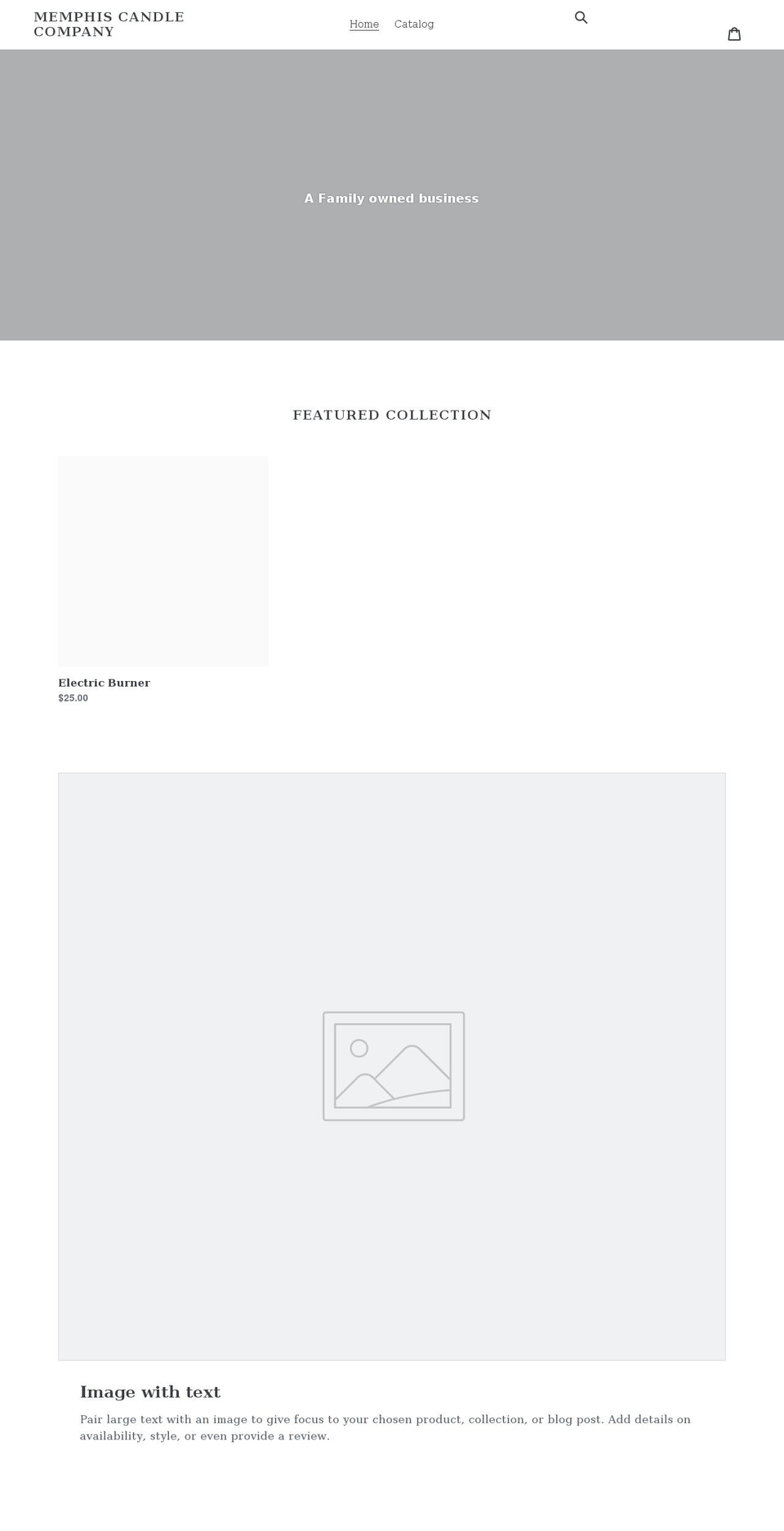 memphiscandlecompany.net shopify website screenshot