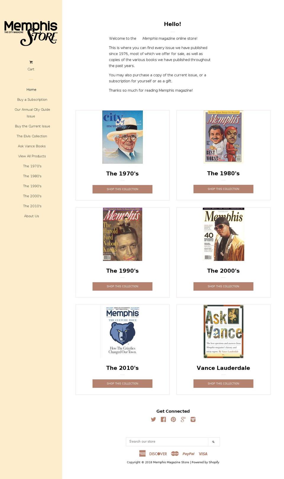 memphismagazinestore.com — Shopify storefront screenshot