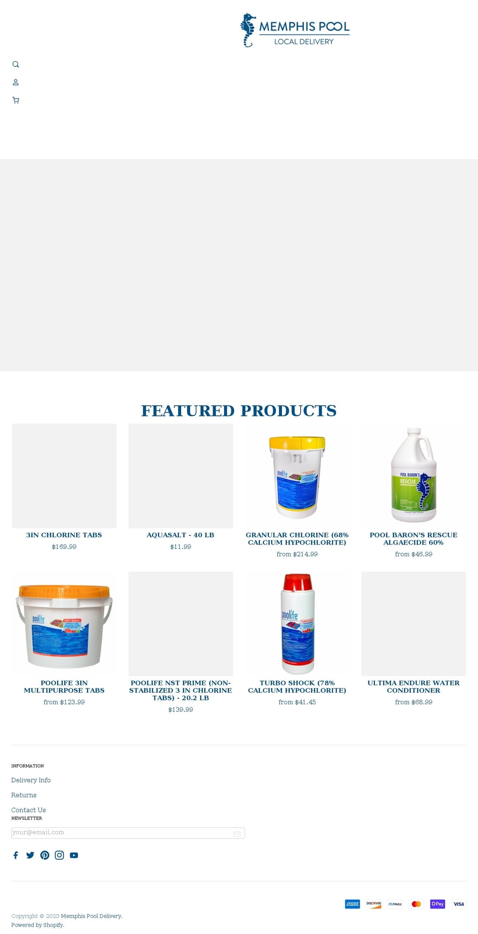 memphispooldelivery.com shopify website screenshot