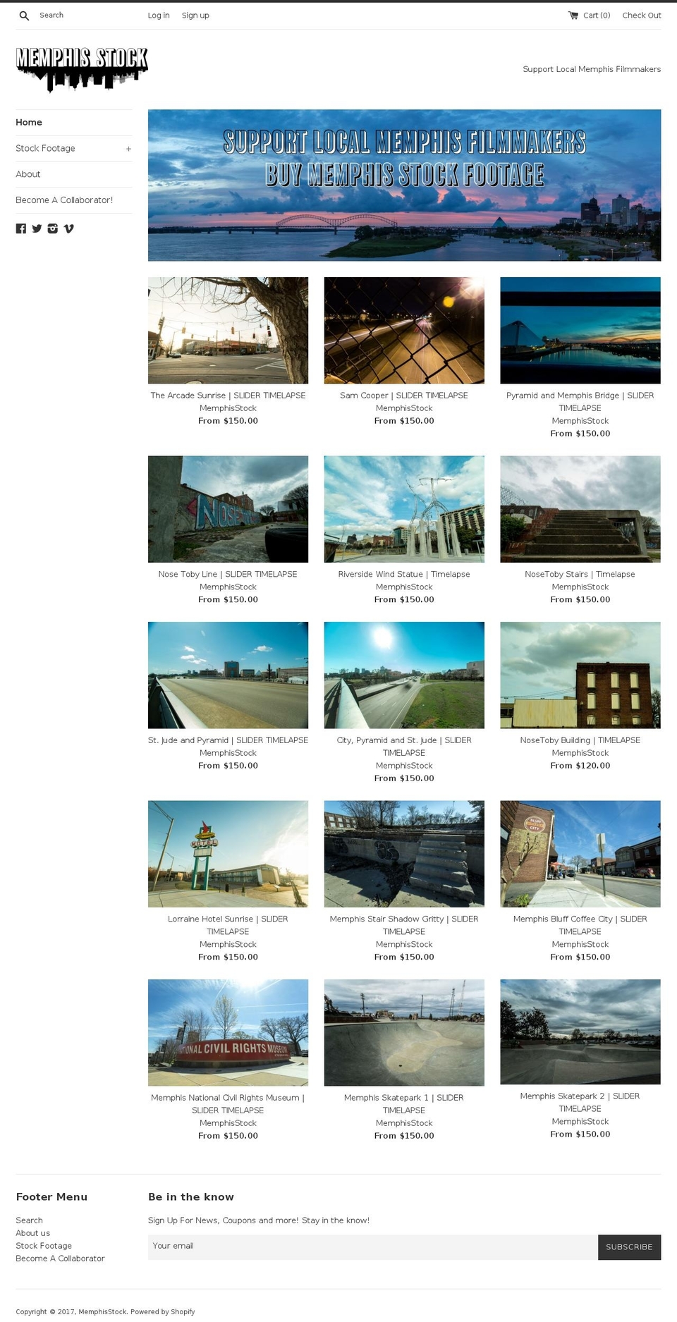 memphisstock.com shopify website screenshot