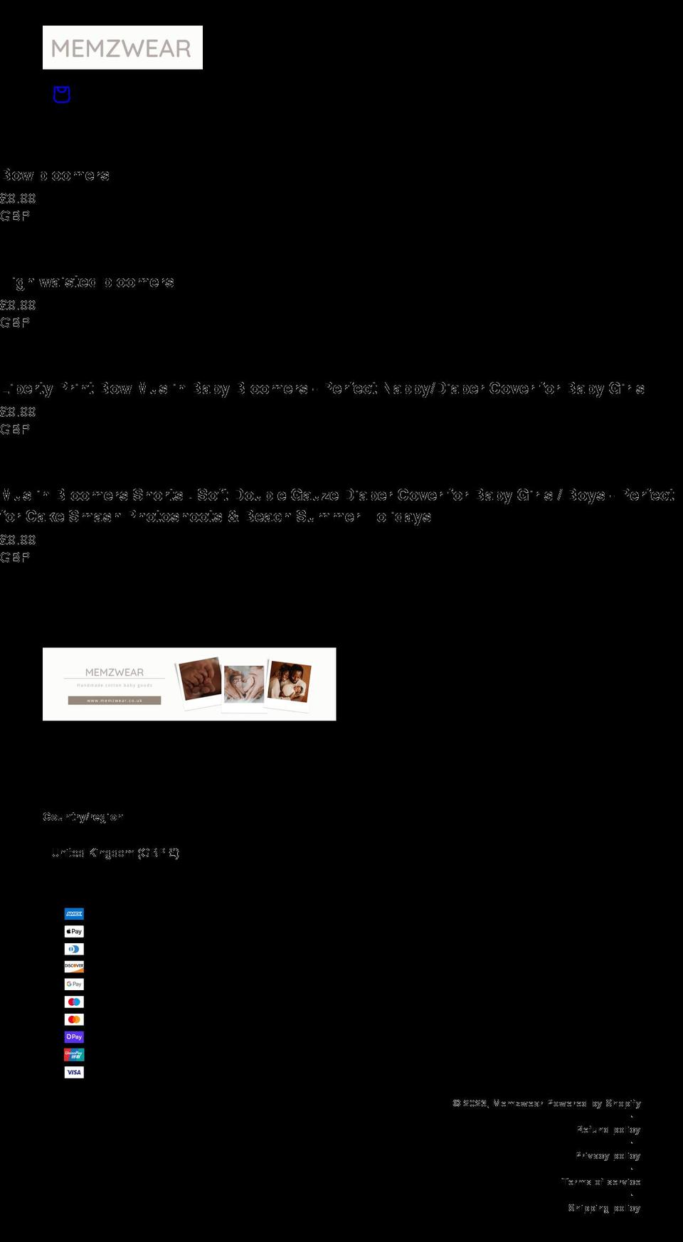 memzwear.co.uk shopify website screenshot