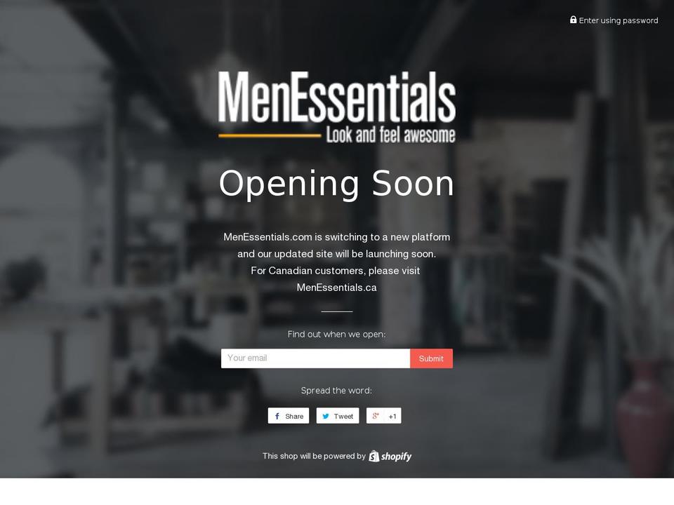 WC-Developer Theme Shopify theme site example men-essentials.com