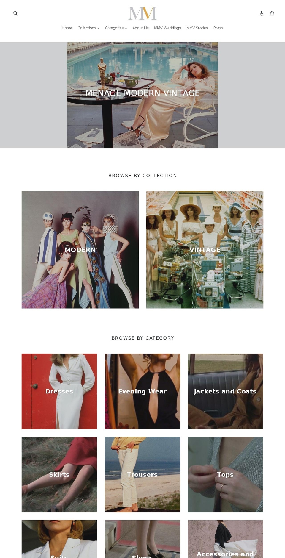 menagemodernvintageclothing.com — Shopify storefront screenshot