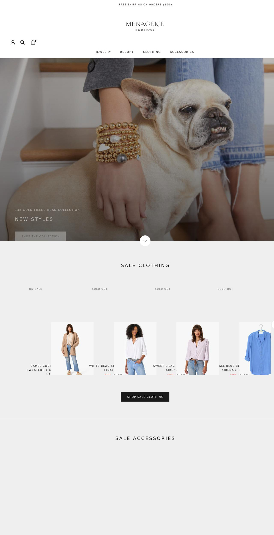 menagerieboutique.com shopify website screenshot