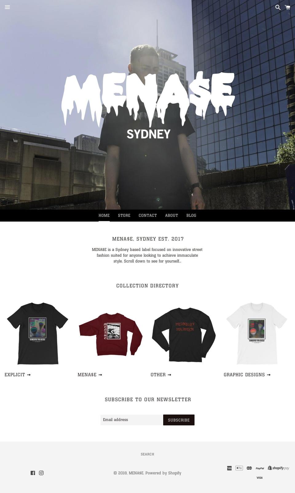 menasesydney.com — Shopify storefront screenshot