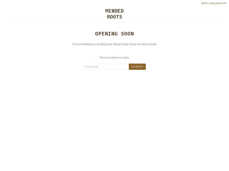 mendedroots.shop shopify website screenshot