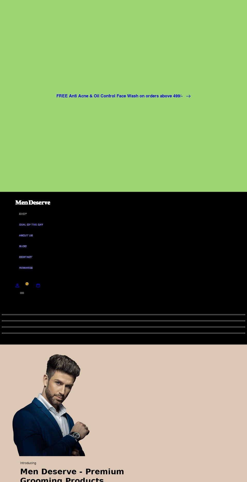 mendeserve.com shopify website screenshot