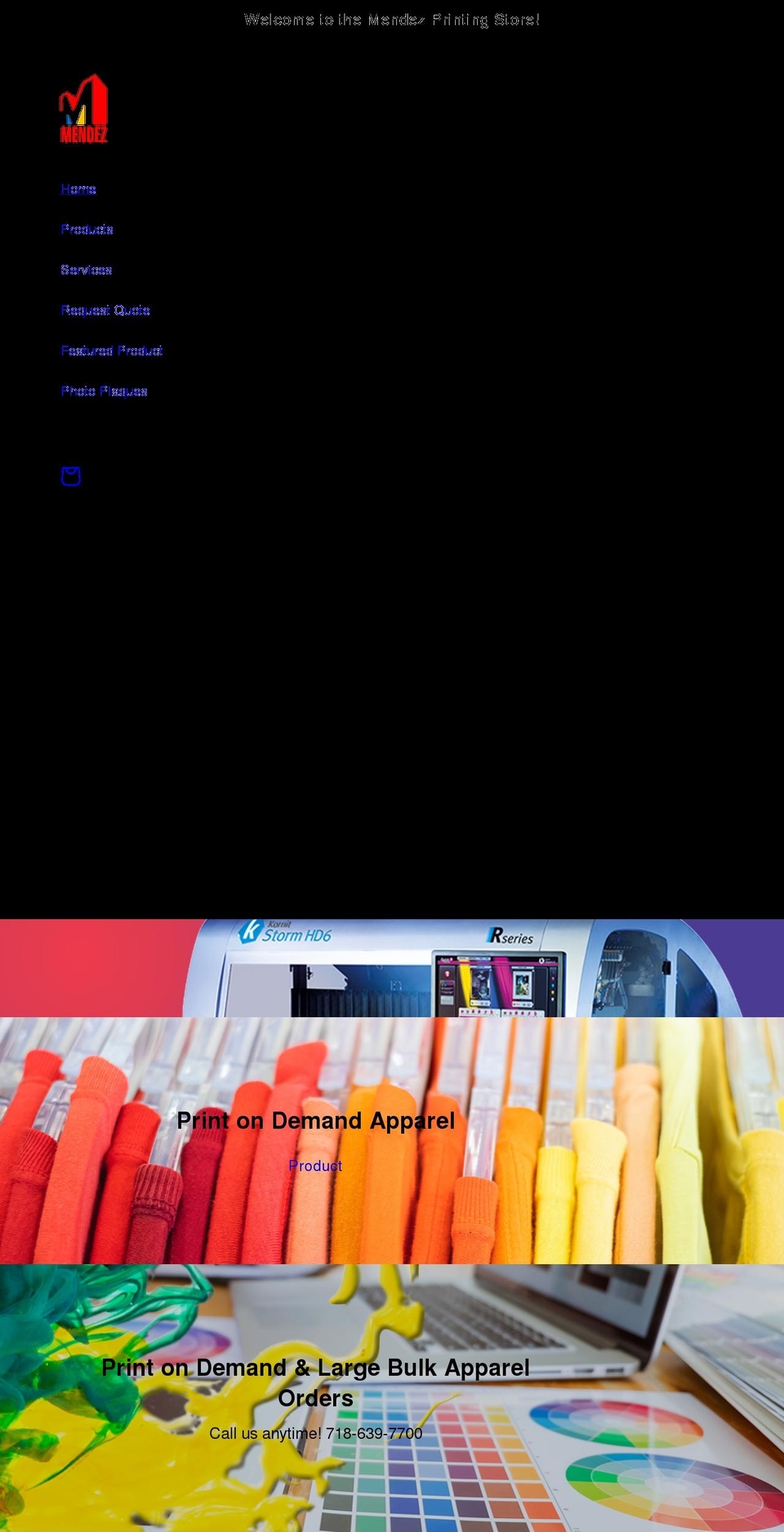 mendezprinting.com shopify website screenshot