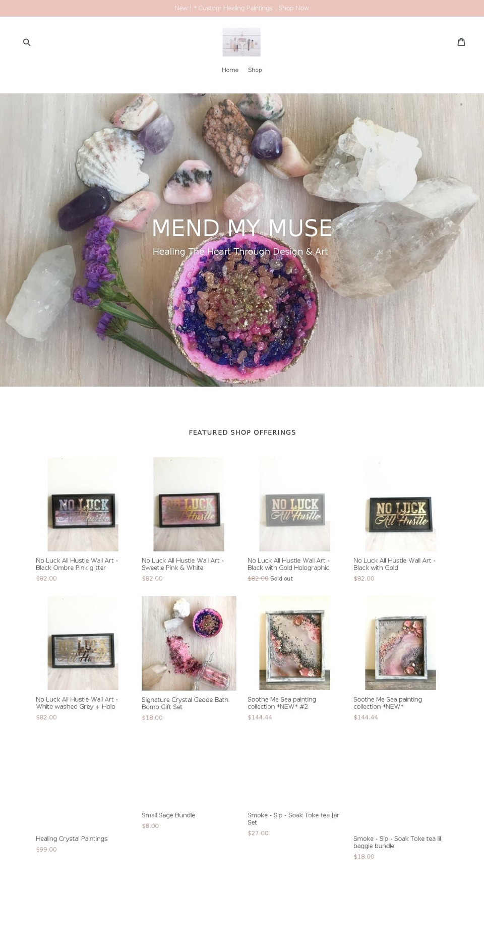 mendmymuse.com — Shopify storefront screenshot