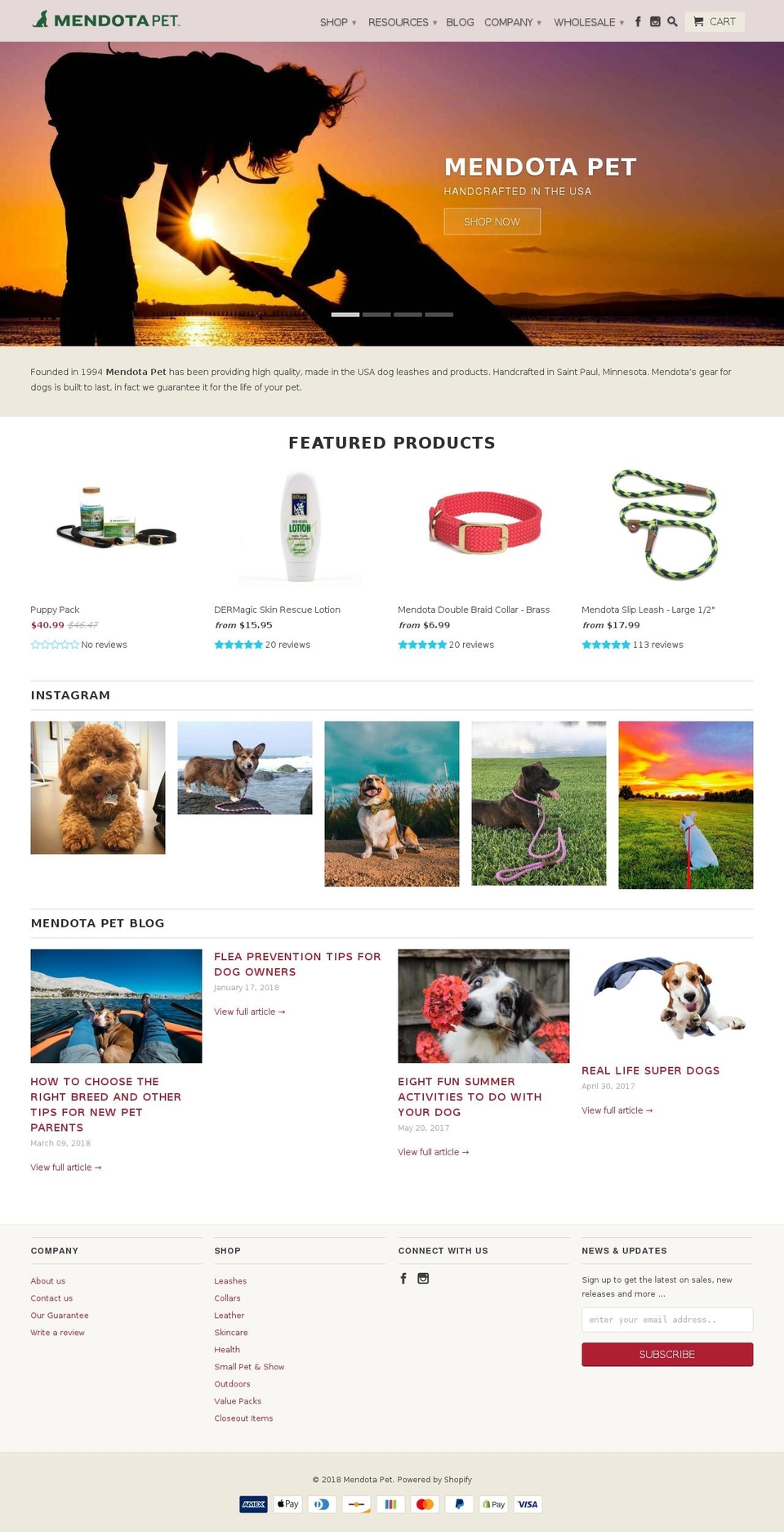 mendotapet.com — Shopify storefront screenshot
