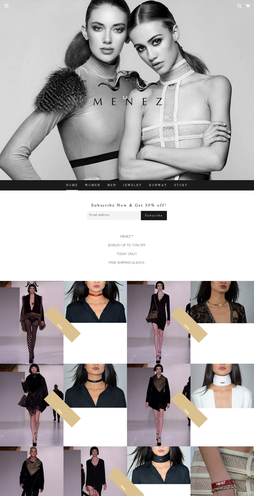 menez.co shopify website screenshot