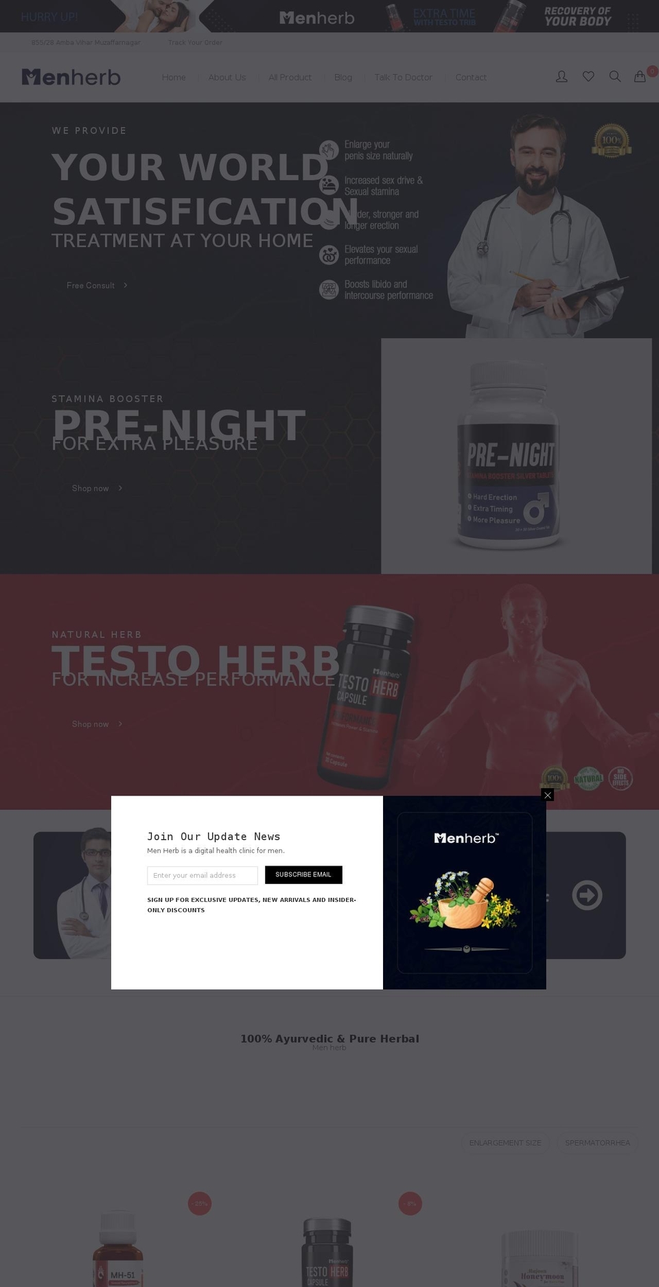 Main themes Shopify theme site example menherb.com