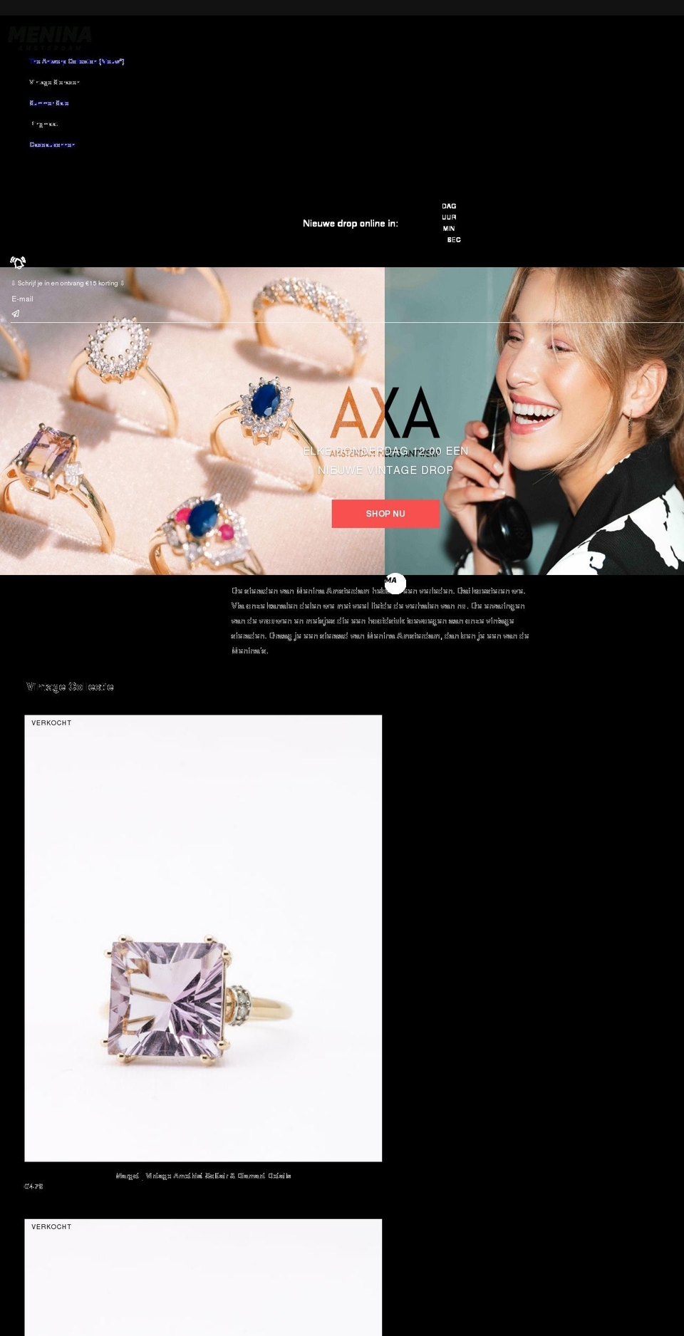 menina-amsterdam.nl shopify website screenshot