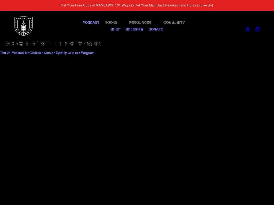 meninthearena.org shopify website screenshot