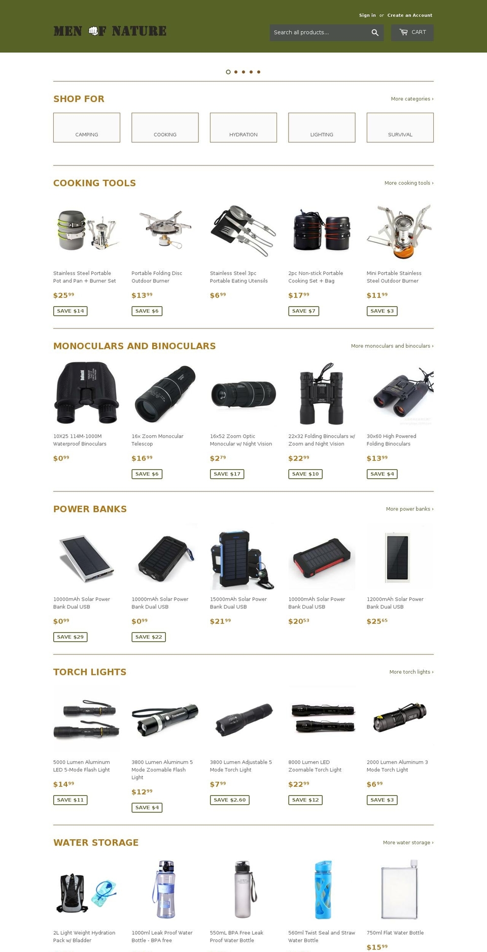 menofnature.com — Shopify storefront screenshot