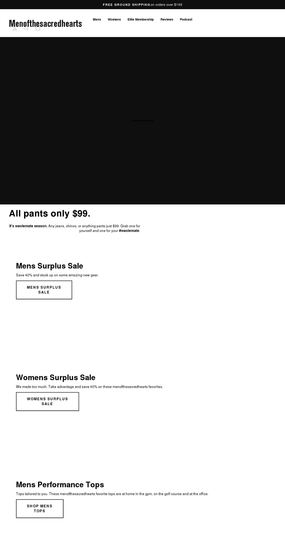 menofthesacredhearts.com shopify website screenshot