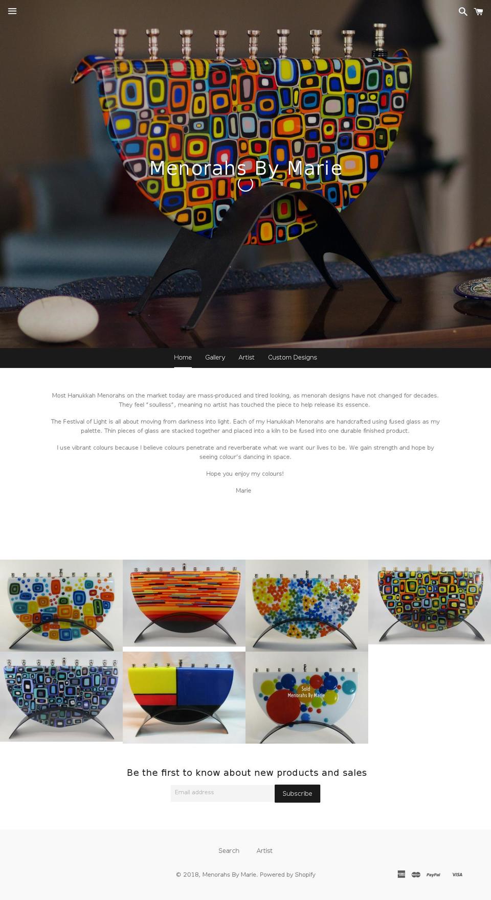 menorahsbymarie.com — Shopify storefront screenshot
