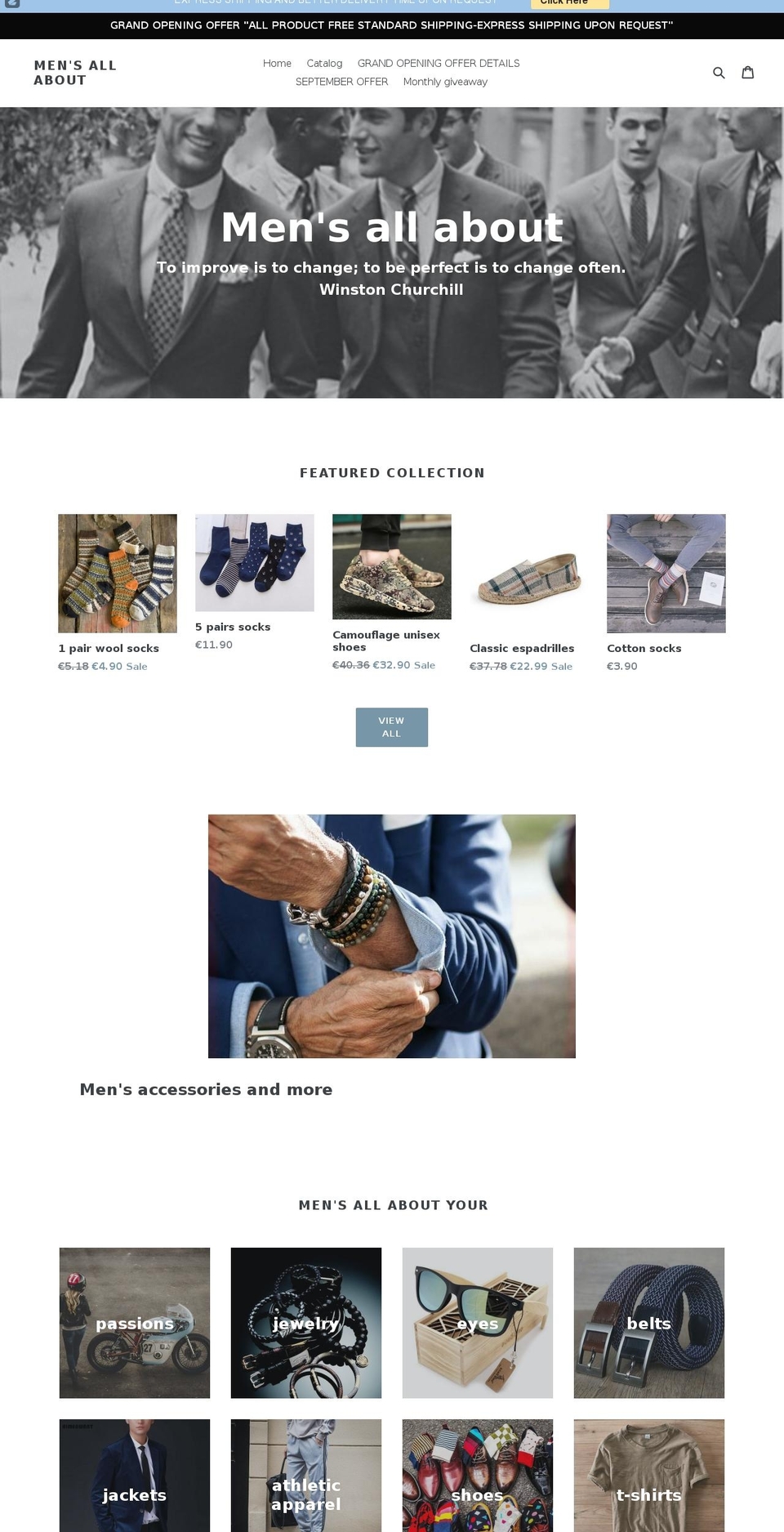 mens-all-about.com — Shopify storefront screenshot