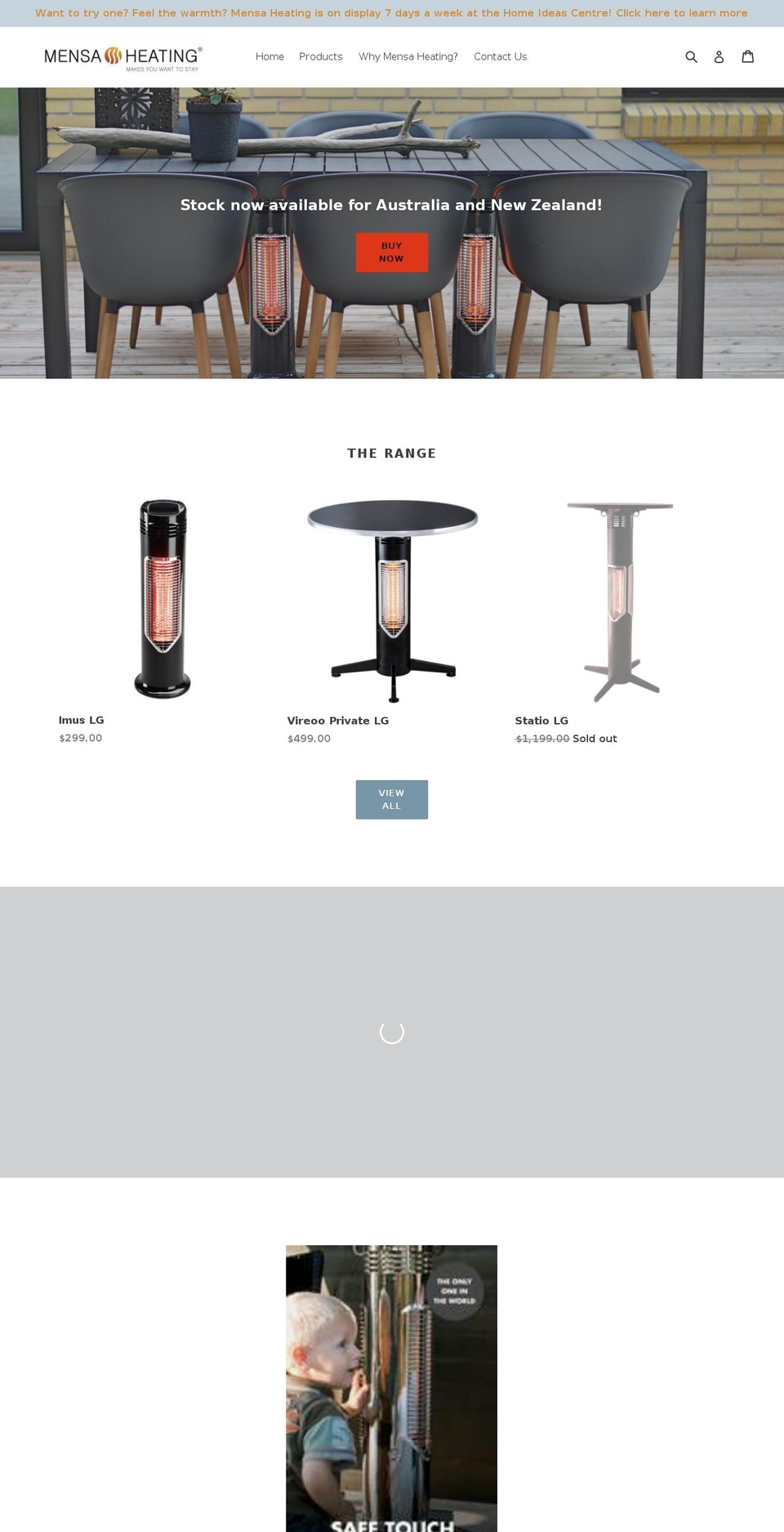 mensaheating.com.au shopify website screenshot