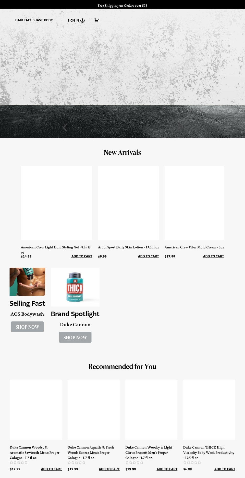 mensaisle.com shopify website screenshot