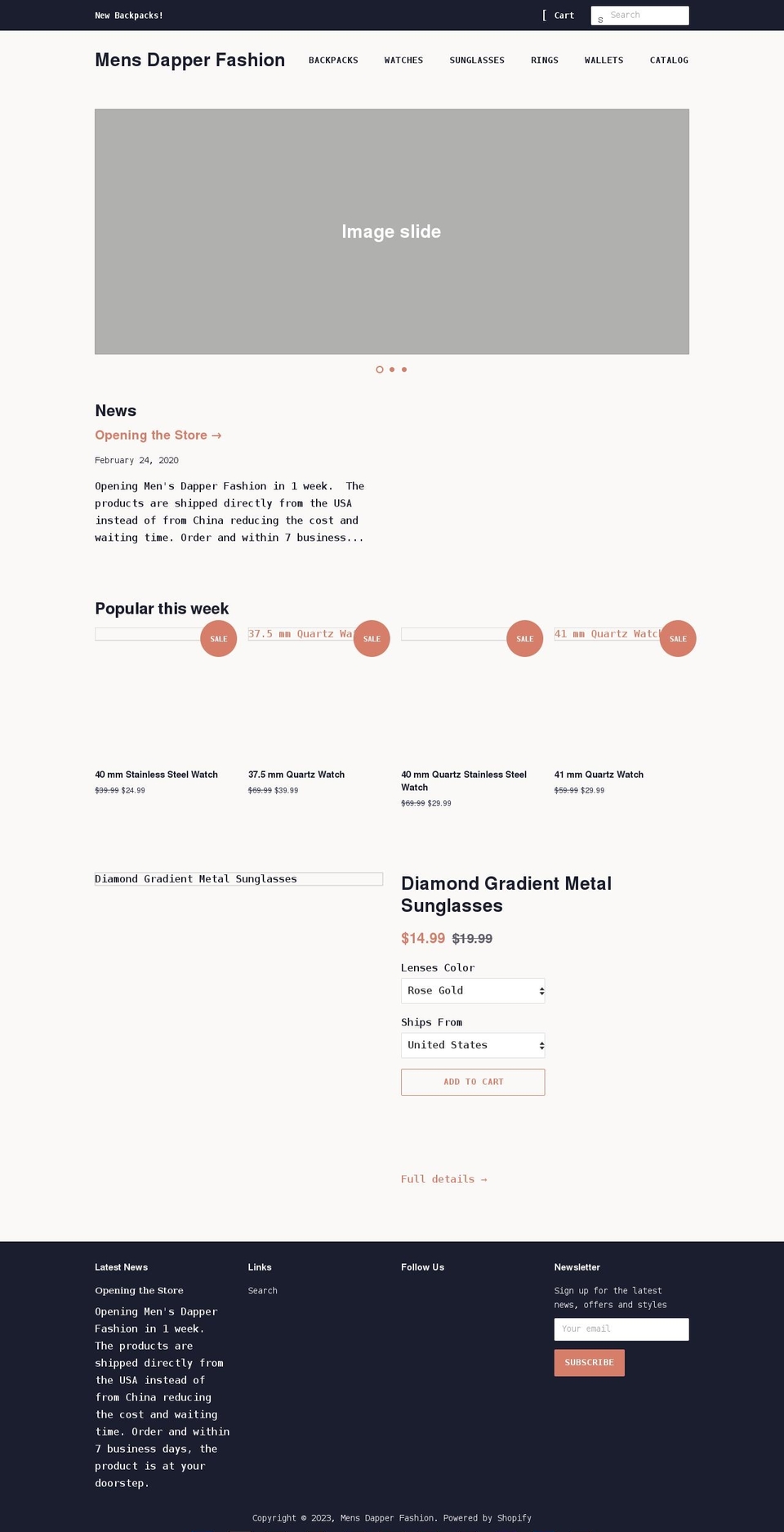 mensdapperfashion.com shopify website screenshot