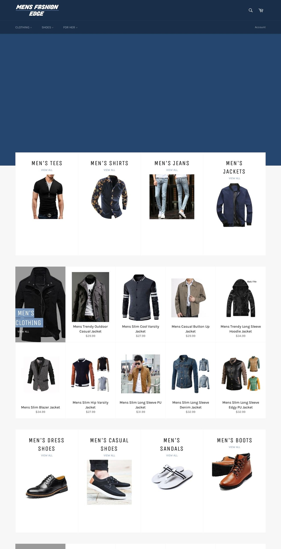 mensfashionedge.com — Shopify storefront screenshot