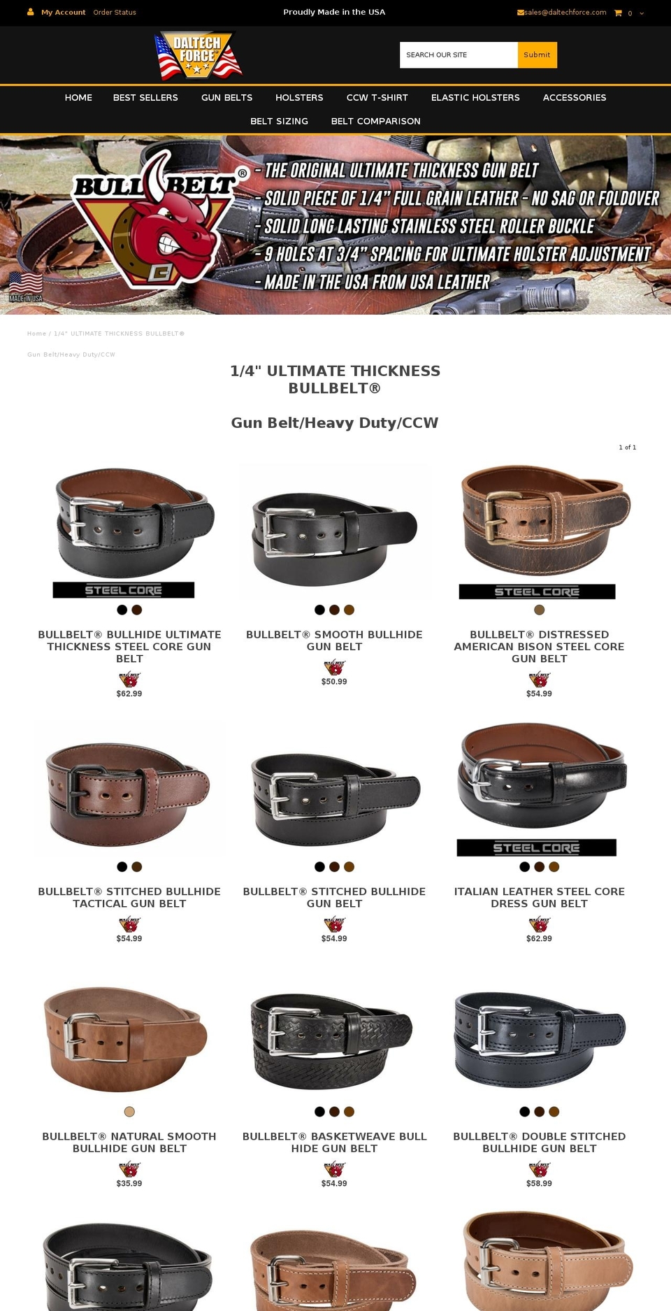 mensgunbelts.com — Shopify storefront screenshot