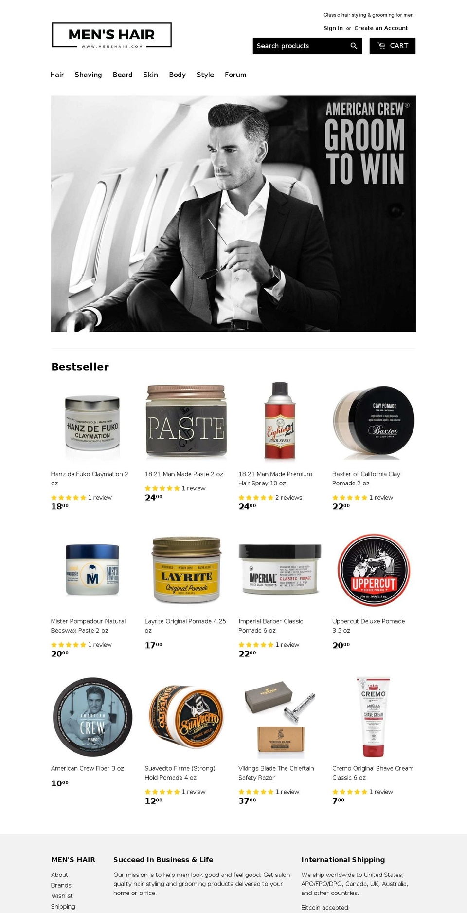 LIVE PUBLISH Shopify theme site example menshair.com