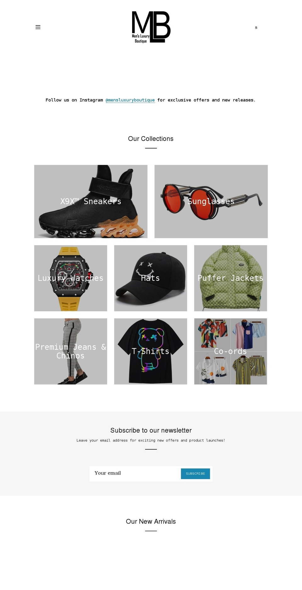 mensluxuryboutique.com shopify website screenshot