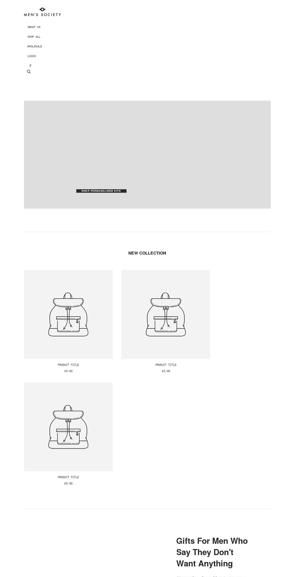 menssociety.net shopify website screenshot