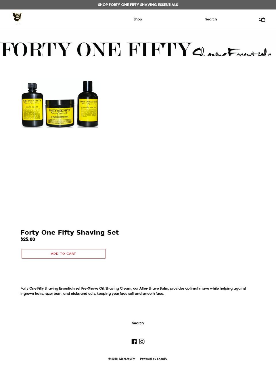 menstayfly.com — Shopify storefront screenshot