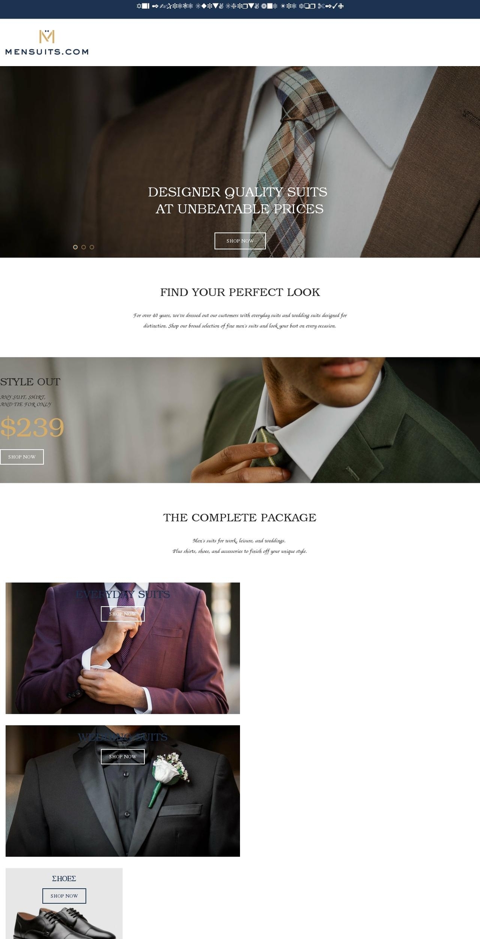 mensuits.com shopify website screenshot