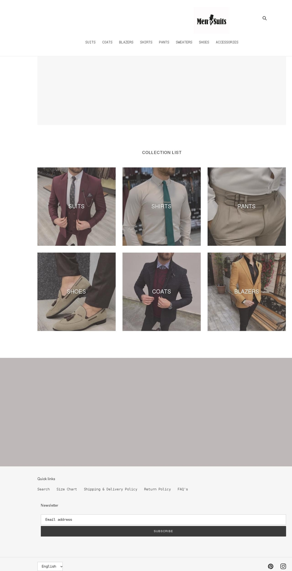 mensuitspage.com shopify website screenshot