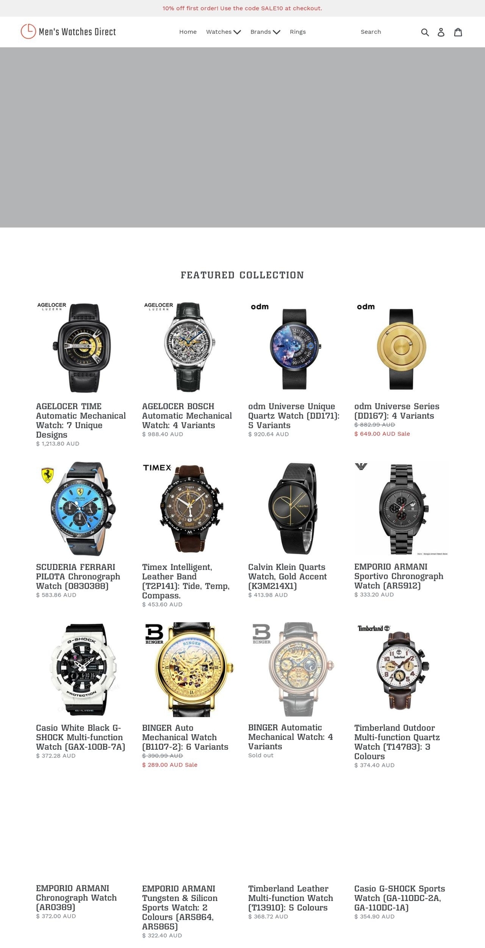 menswatchesdirect.com — Shopify storefront screenshot