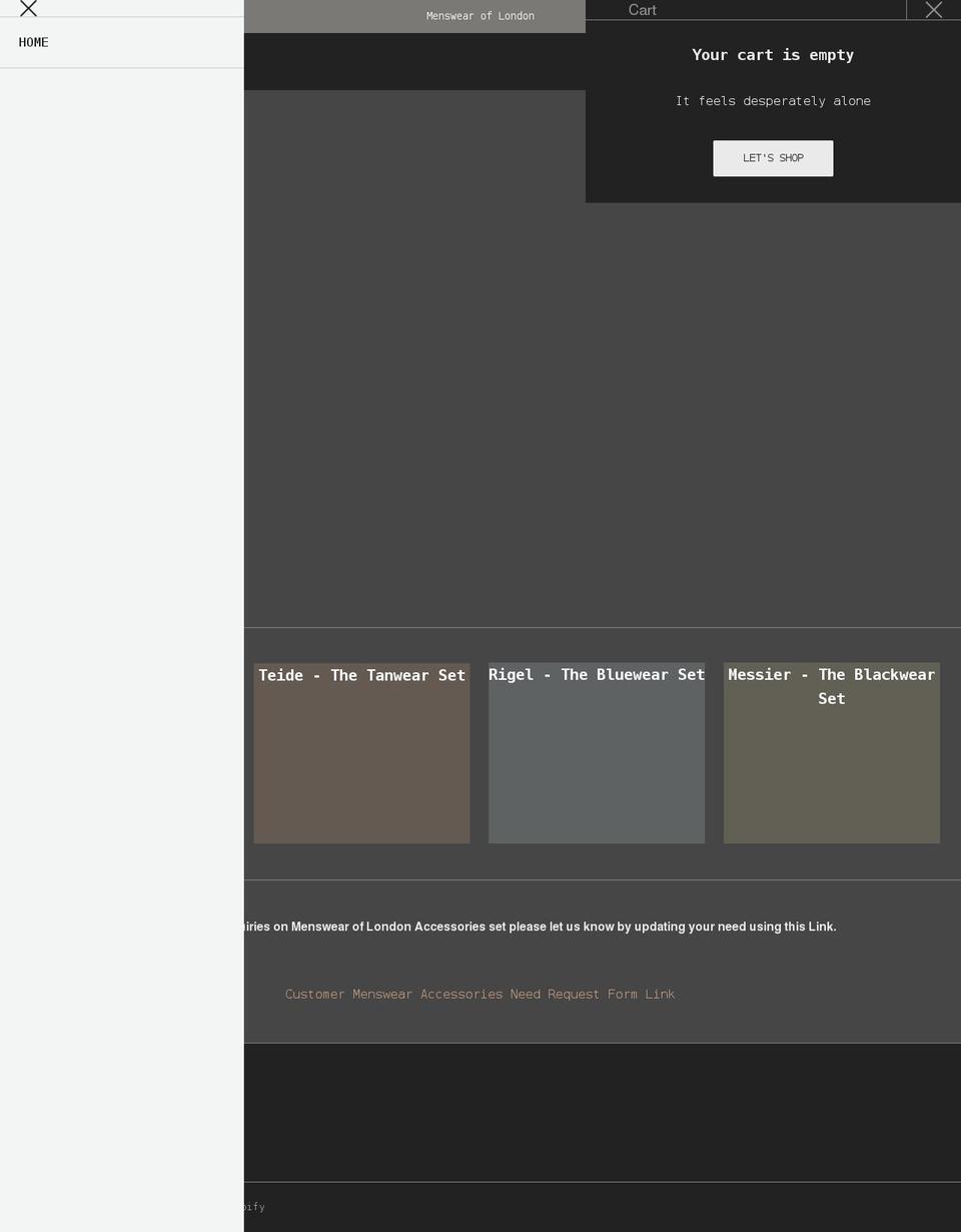 menswearoflondon.com shopify website screenshot