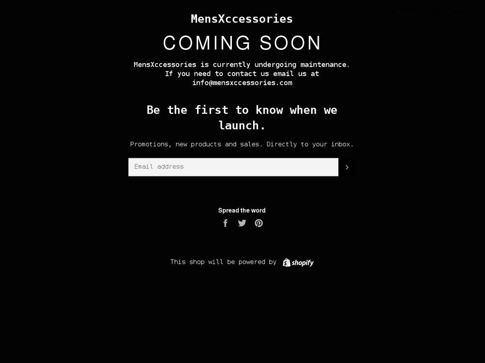 mensxccessories.com — Shopify storefront screenshot