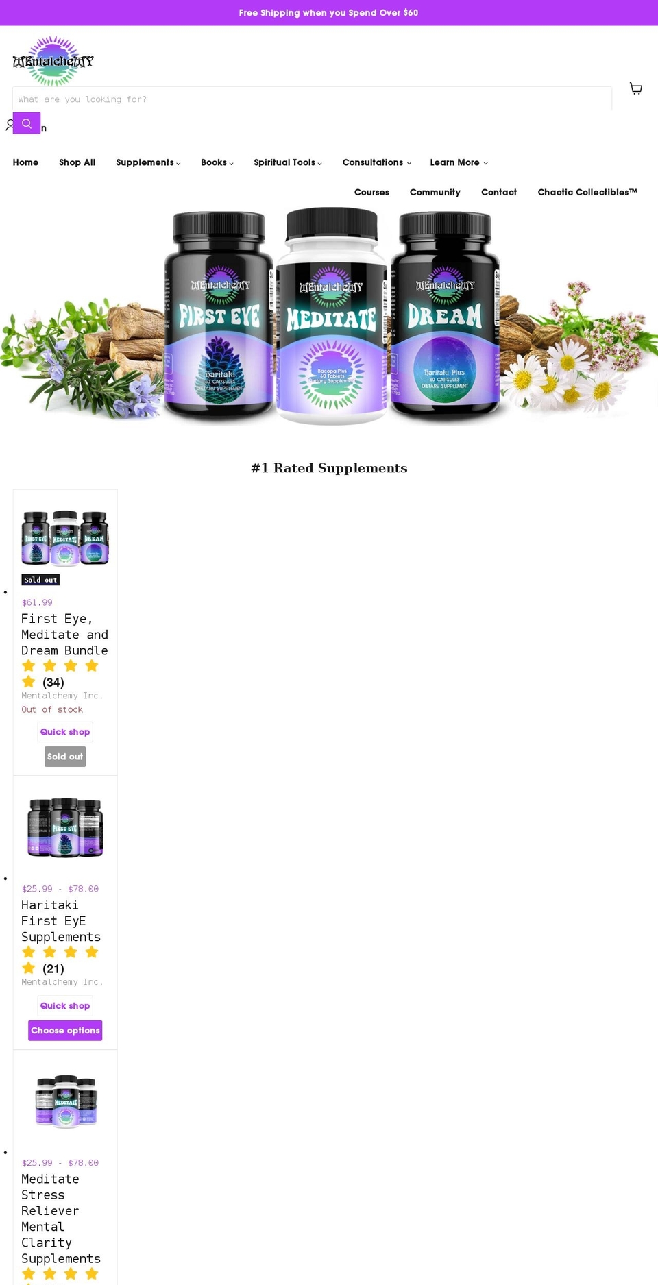 mentalchemy.com shopify website screenshot