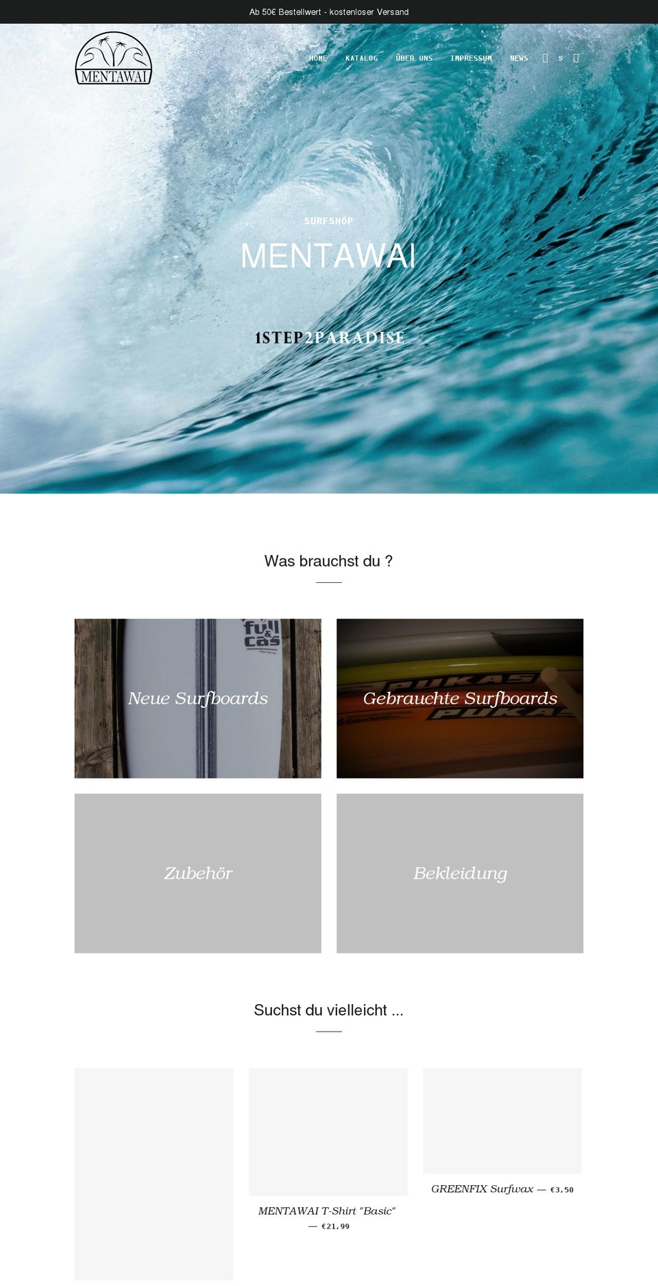 mentawai.de shopify website screenshot