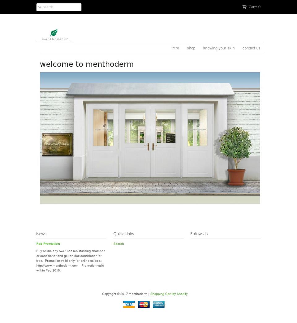 menthoderm.com shopify website screenshot