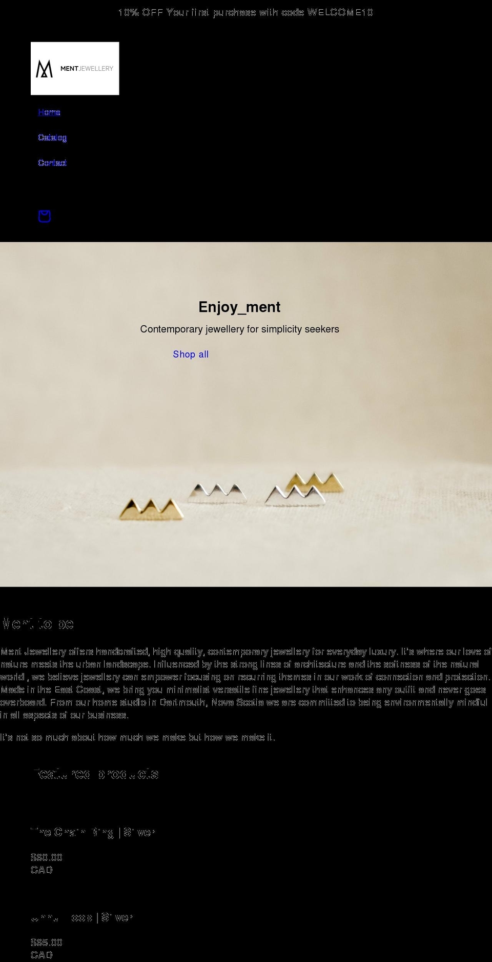 mentjewellery.com shopify website screenshot